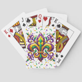 Baralho Mardi Gras fleur de lis, verde-púrpura