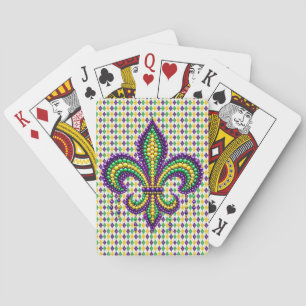 Baralho Mardi Gras fleur de lis, verde-púrpura