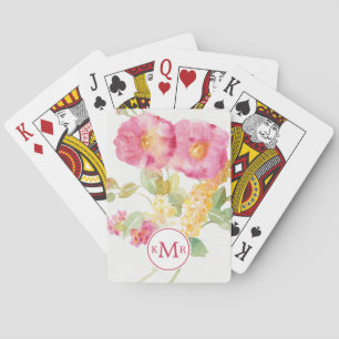 Baralho Margarida branca do monograma   no azul