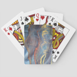 Baralho Marinho abstrato Azul Dourado Aquarela Elegante Mo