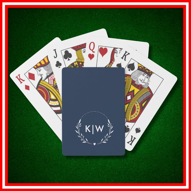 Baralho Marinho azul e branco | Monograma de Iniciais Mode (Criador carregado)