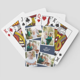 Baralho Marinho da família multifoto moderna, azul elegant