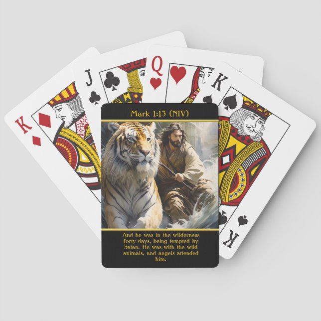 Baralho Mark 1:13 (NIV) Angels Participam da Arte AI (Verso)