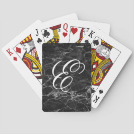 Baralho Mármore Preto com Cartas de Jogar de Iniciais Pers