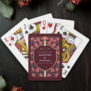 Baralho Maroon Royal Sword Shield Weding Favor