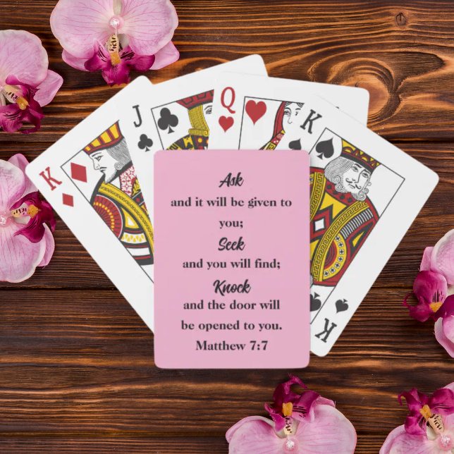 Baralho Mateus 7:7 Bíblia Verso Perguntar "Toque Rosa" (Criador carregado)
