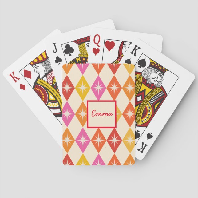 Baralho Meio século estoura em diamantes retrorados person (Verso)