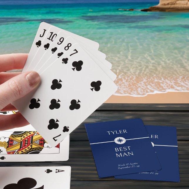 Baralho Melhor Homem Presente de Festa de casamento Náutic (Nautical wedding best man poker cards - or personalize for anyone in your wedding party)