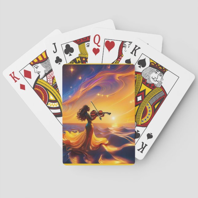 Baralho Menina Asiática Jogando A Cena Surreal Violina (Verso)