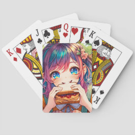 Baralho Menina de Animação Bonita comendo uma Manteiga de 