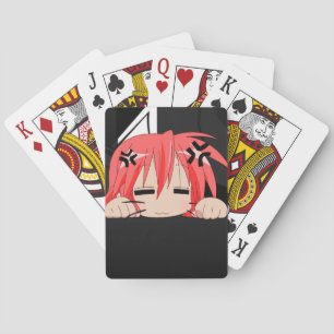 Baralho Menina de animação sonolenta jogando cartas