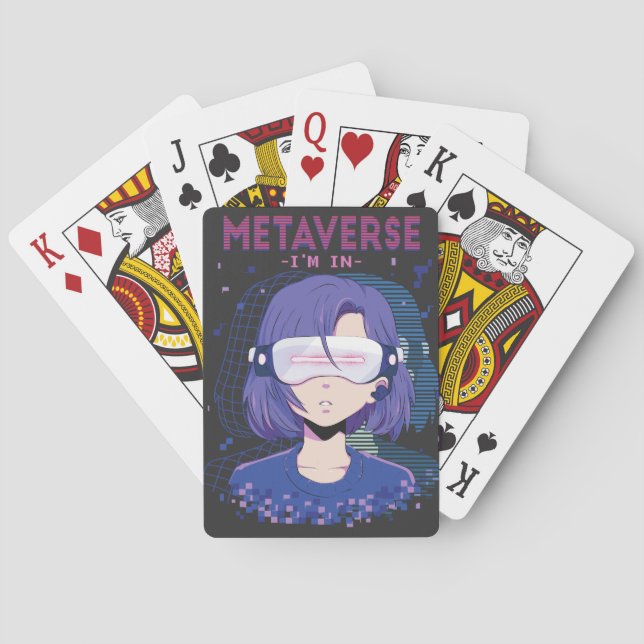Baralho Menina de anime óculos de realidade virtual Cartas (Verso)