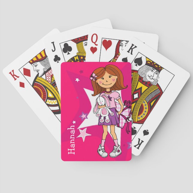Baralho Menina rosa clara chamada jogo de cartas (Verso)