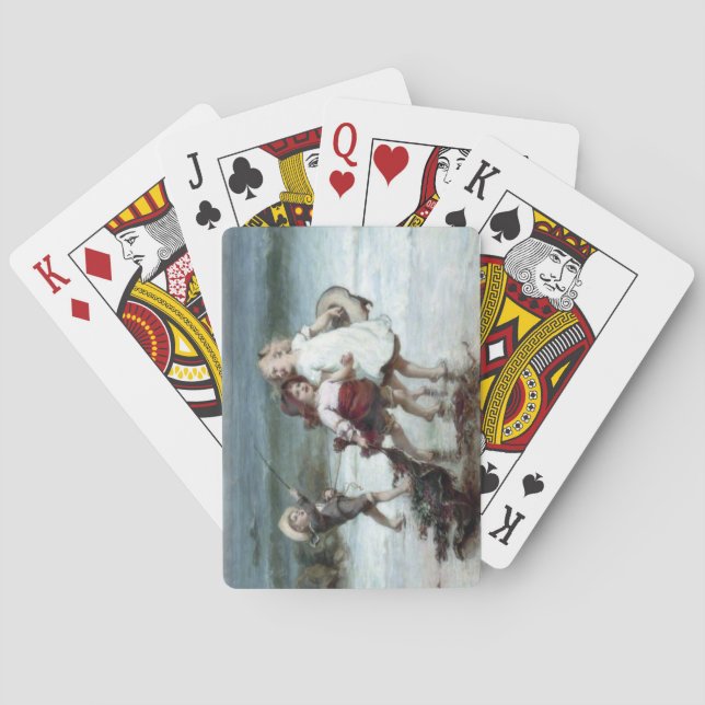 Baralho Meninas fingindo ser cavalos na praia (Verso)