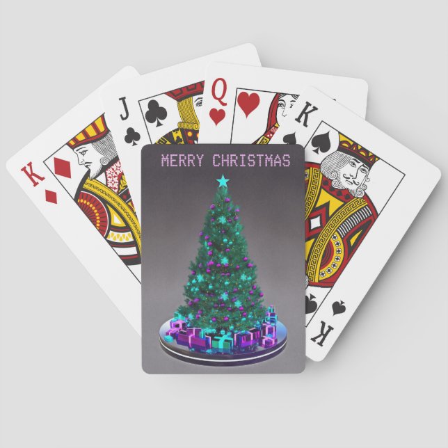 Baralho Merry Christmas. Tree with gifts. Playing Cards (Verso)