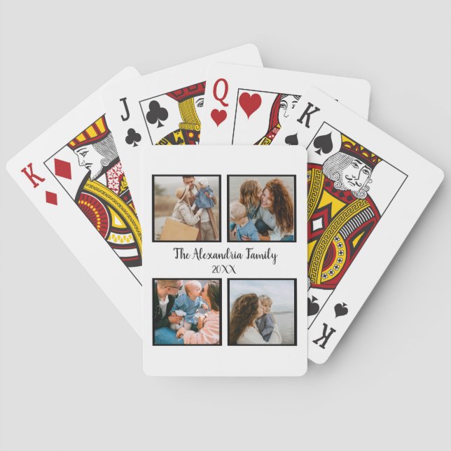 Baralho Modelo de colagem de fotos da família 4 personaliz (Verso)