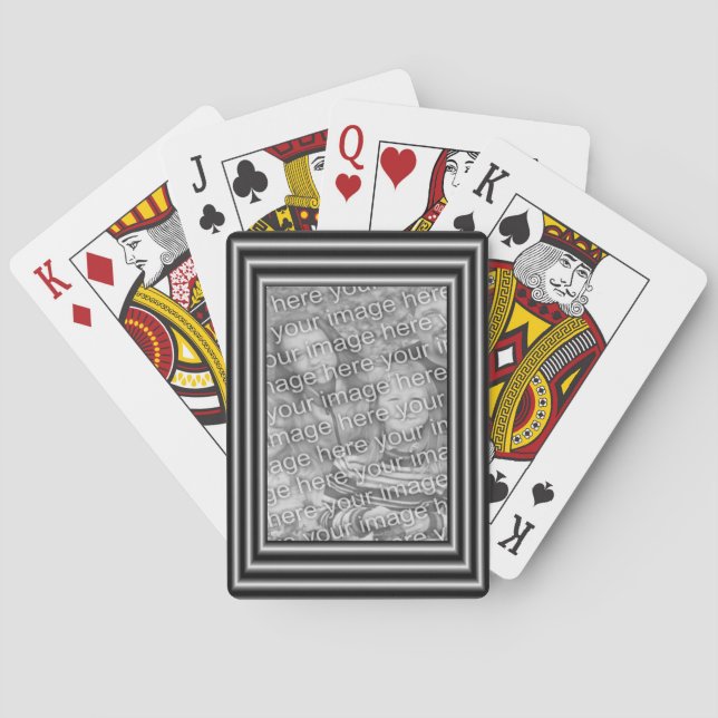 Baralho Modelo de Foto de Borda Preta e Prateada (Verso)
