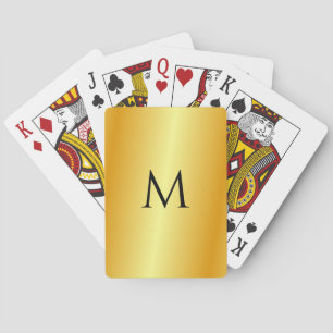Baralho Modelo de Olhar Metálico Dourado com Faux Monogra