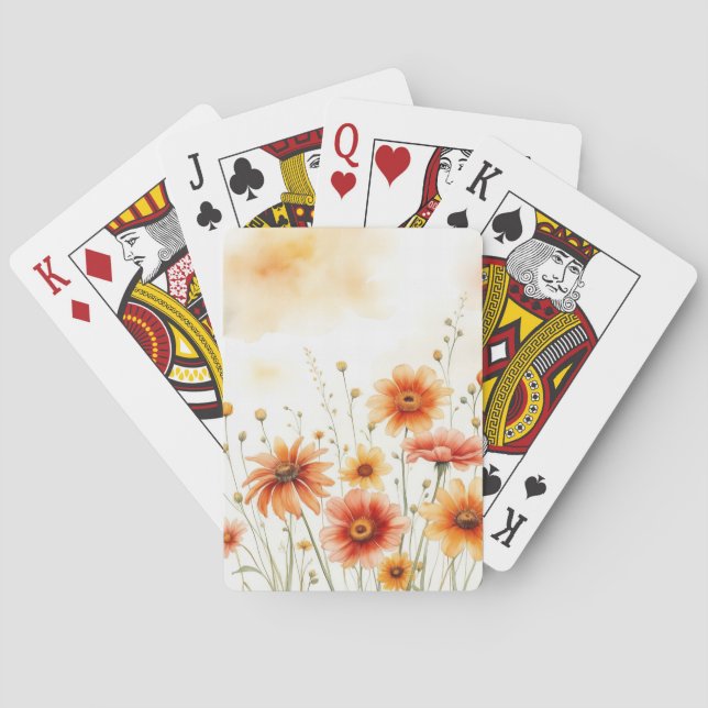 Baralho Molho Laranja Floral Aquarela (Verso)