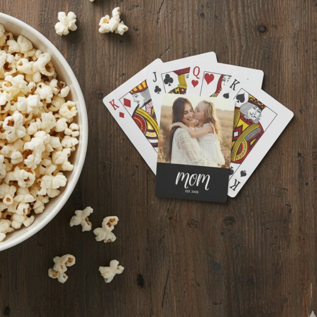 Baralho Mom Established Script Black Photo Playing Cards (Criador carregado)