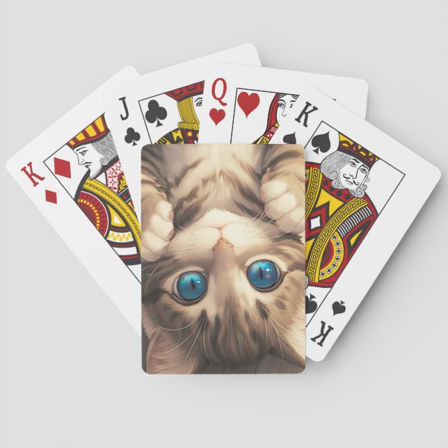 Baralho Momento preguiçoso de um gatinho de olhos azuis (Verso)