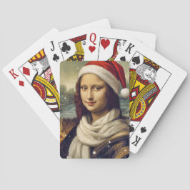 Baralho Mona Lisa de chapéu de Papai Noel - vibrações fest