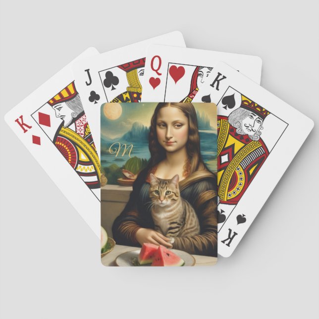 Baralho Mona Lisa & seu gato  - monograma  (Verso)