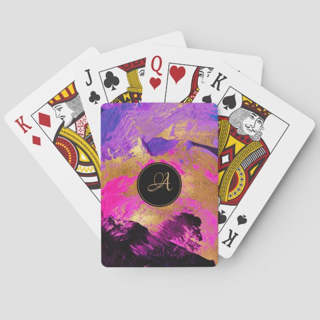 Baralho Monograma artístico elegante padrão abstrato (Verso)