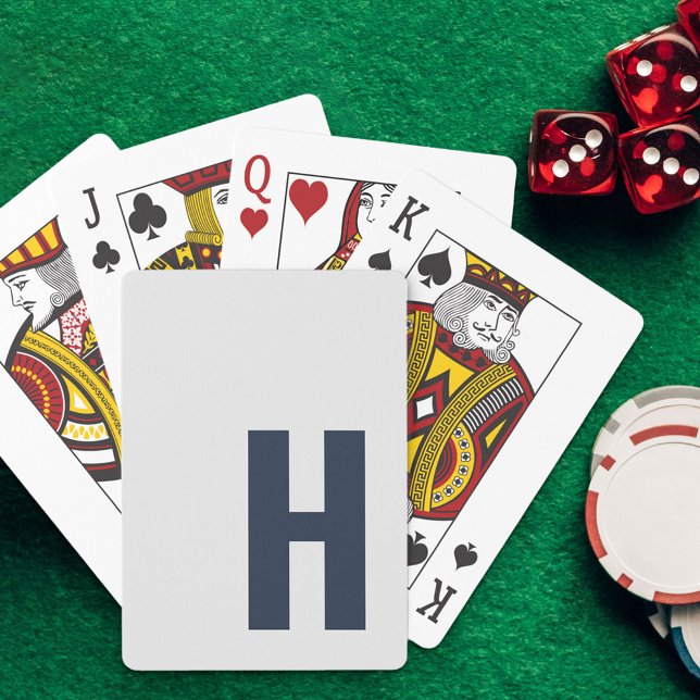 Baralho Monograma com Cinza de prata mínima inicial azul (Criador carregado)