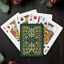 Baralho Monograma da Espada Dourada Real Verde Medieval