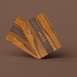 Baralho Monograma Da Madeira E Da Textura De Couro De Maho