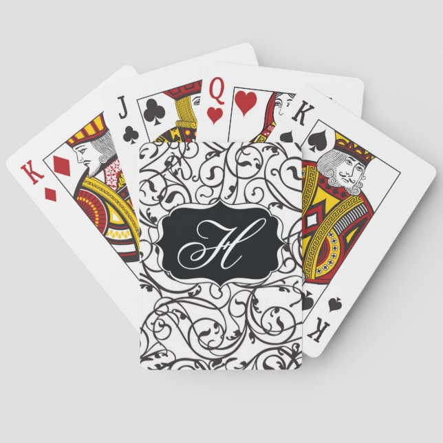 Baralho Monograma da Vintage da Caligrafia Elegante (Verso)