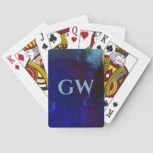 Monograma de Abstrato Azul Escuro Masculino