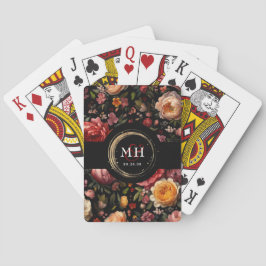 Baralho Monograma de Casamento Barroco Barroco Botânico Fl