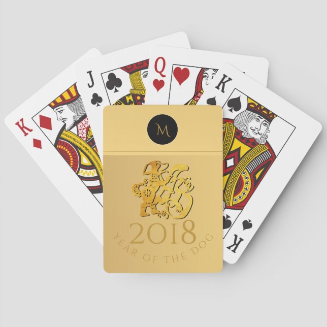 Baralho Monograma de Corte de Papercut Chinês Dourado, Toc (Verso)