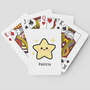 Baralho Monograma de estrela kawaii amarelo caprichoso fof