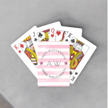 monograma de na moda de tiras rosa personalizado