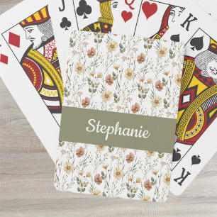 Baralho Monograma de Nome com Aquarela de Flor Silvestre B