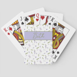 Baralho Monograma de Nome de Aquarela de Flor Silvestre Az