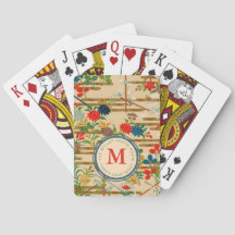 Monograma de Sala de Poker Personalizada Floral Vi