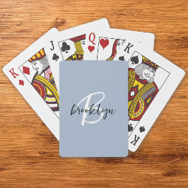 Baralho Monograma de Script Azul Dusty