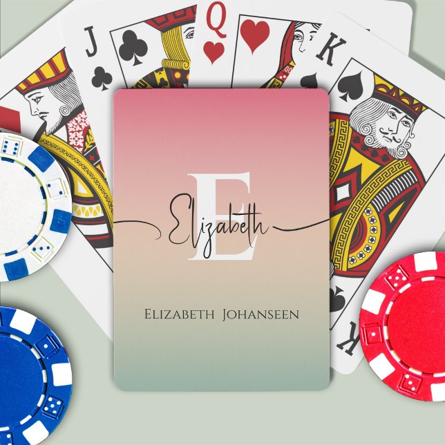 Baralho Monograma do Nome do Script de Gradação Amarelo e  (Criador carregado)