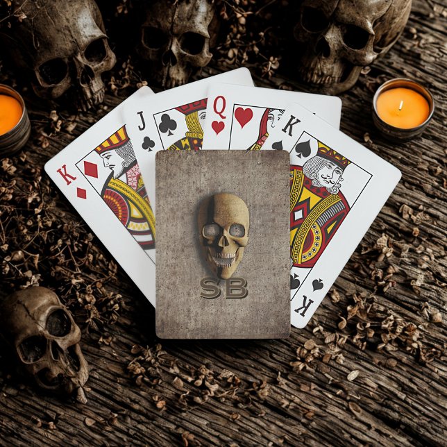 Baralho Monograma do Skeleton Spookey (Spooky skeleton poker cards with space for your initals)