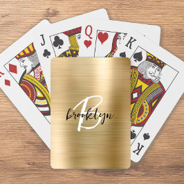 Baralho Monograma Dourado de Script Branco Preto e Bruto