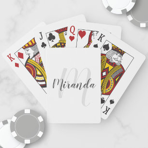 Baralho Monograma e Nome Personalizados de Script Moderno