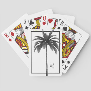 Baralho Monograma Elegante Tropical Branca de Árvore Palma