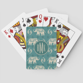 Baralho Monograma | Elephant Teal Caravan Patterno