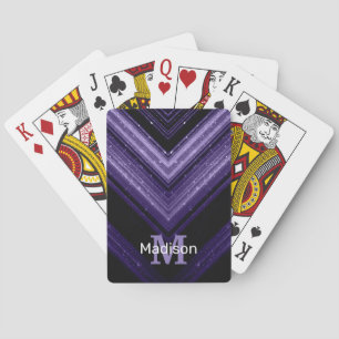 Baralho Monograma em chevron preto roxo neon metálico bril