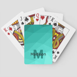Baralho Monograma Geométrico com Gradiente de Turquesa Aqu