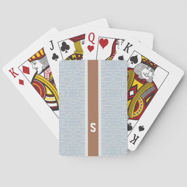 Baralho Monograma geométrico do teste padrão do abstrato (Verso)